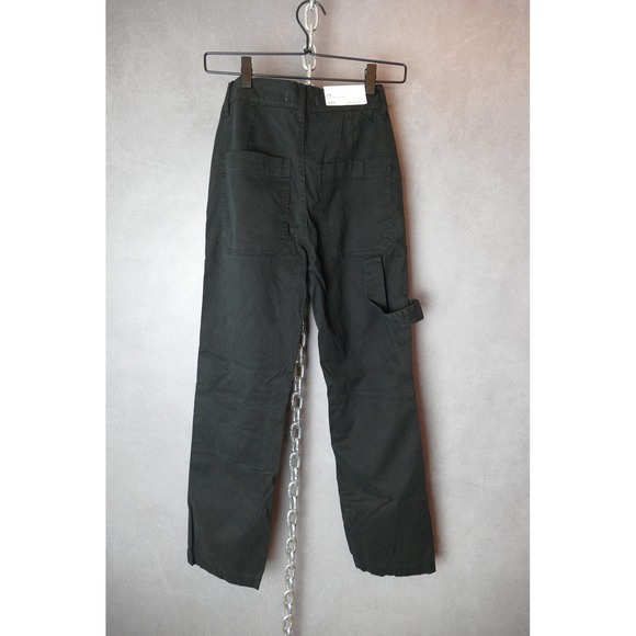 Warp+Weft Aspen Pitch Black Utility Crop Straight Pants Size 0/25 Treated HEIQ - Picture 2 of 12